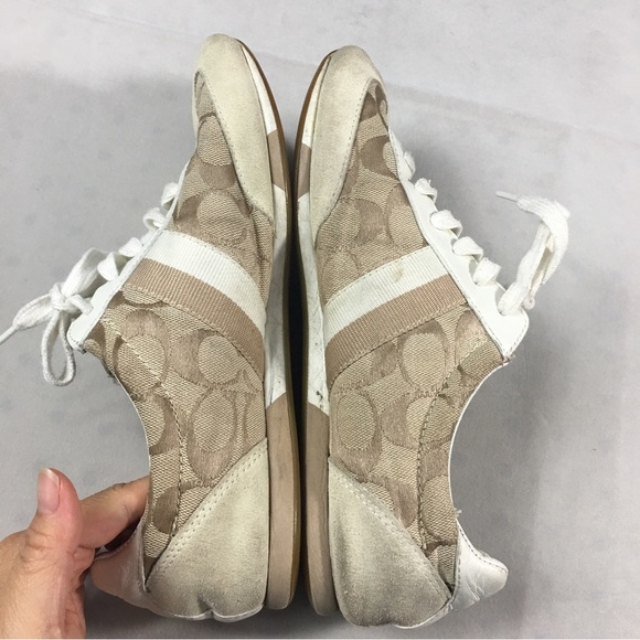 Coach Joss Q293 Beige White Monogram Women’s Tennis Shoes Sneakers Size 9M Lace - Picture 5 of 9